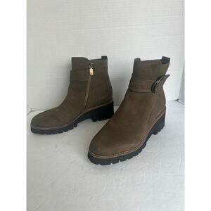 Blondo Waterproof Brown Suede Leather Zip Side Lug Sole Buckle Ankle‎ Boots 11M